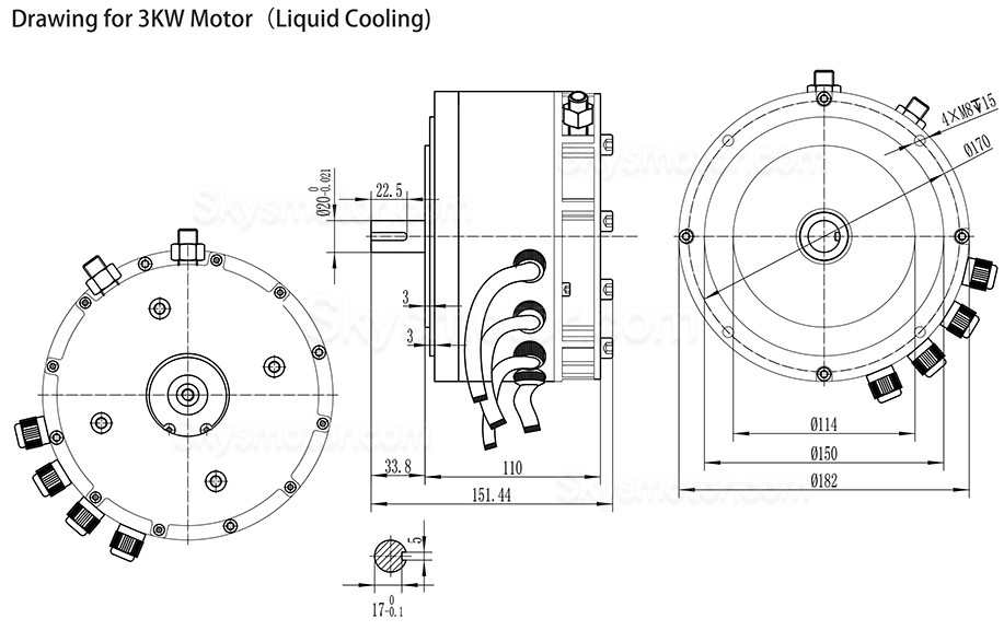 48V/72V 3KW イン ホイールモーター DCブラシレスモーター HPM3000A マウンテンバイク、オートバイ用